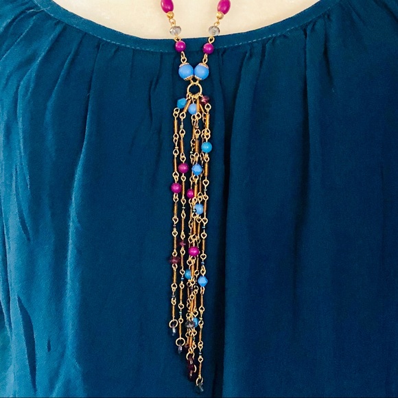 Vintage Lariat Style Bead and Chain Necklace - Picture 3 of 6